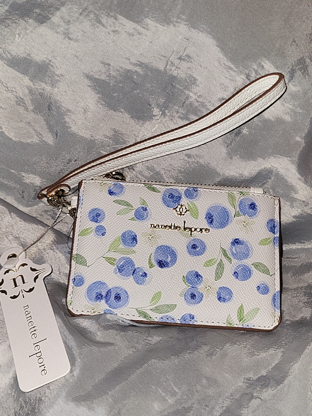 Nanette Lepore Tutti Cc Case Blueberry Crean White Wristlet Bnwt TL M